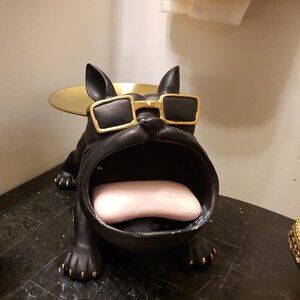 Resin French Bulldog Tray Statue, Bulldog Candy Dish Key Holder Bowl Home Décor